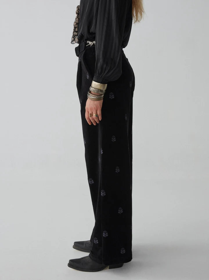 Pantalone velluto ricamato