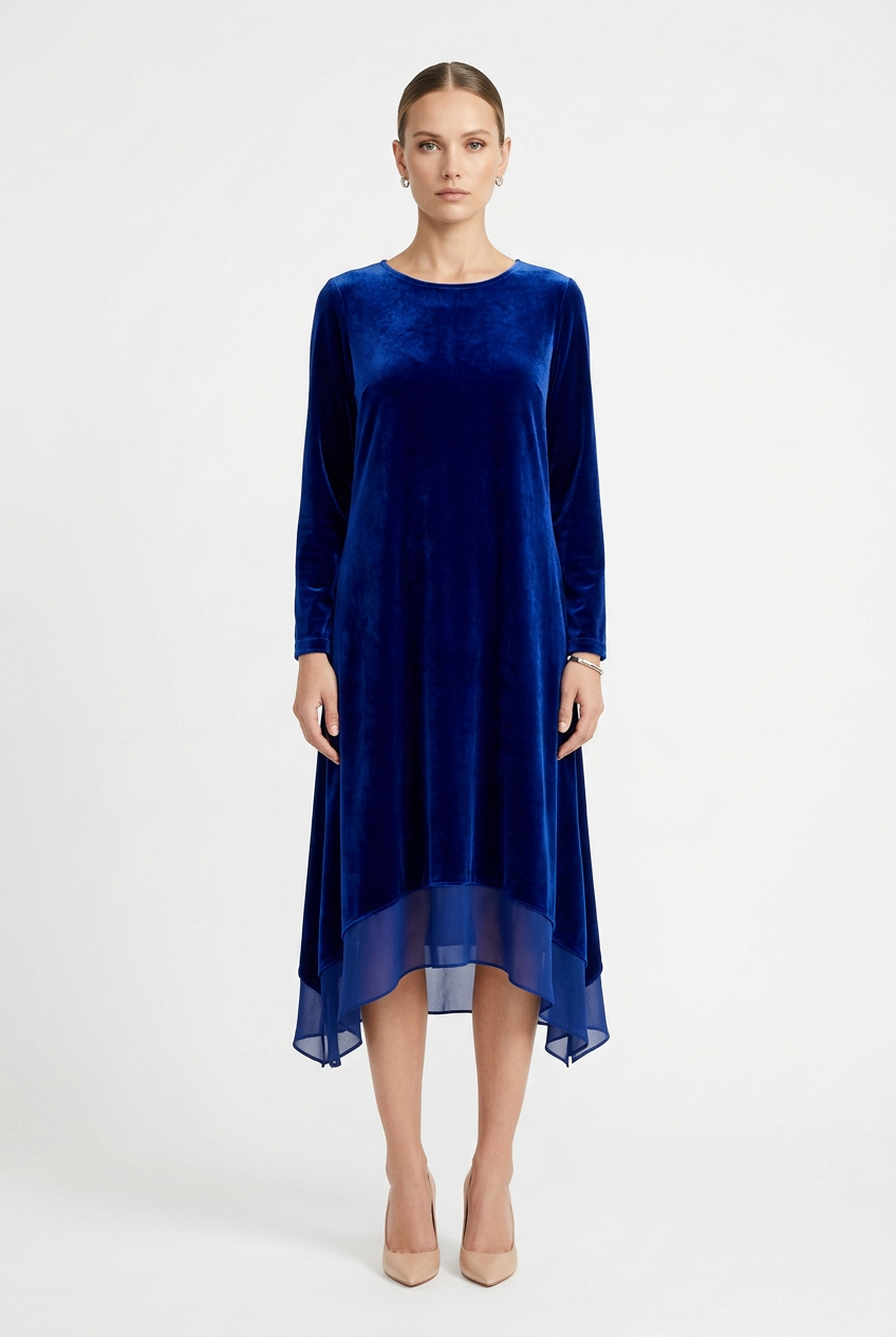Abito in velluto bluette