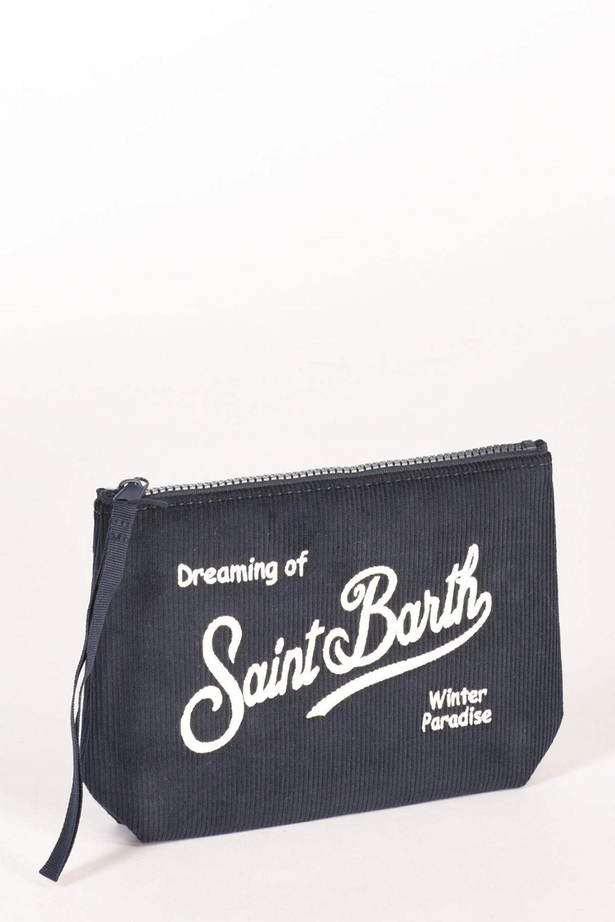 Pochette velvet Aline Saint Barth blu
