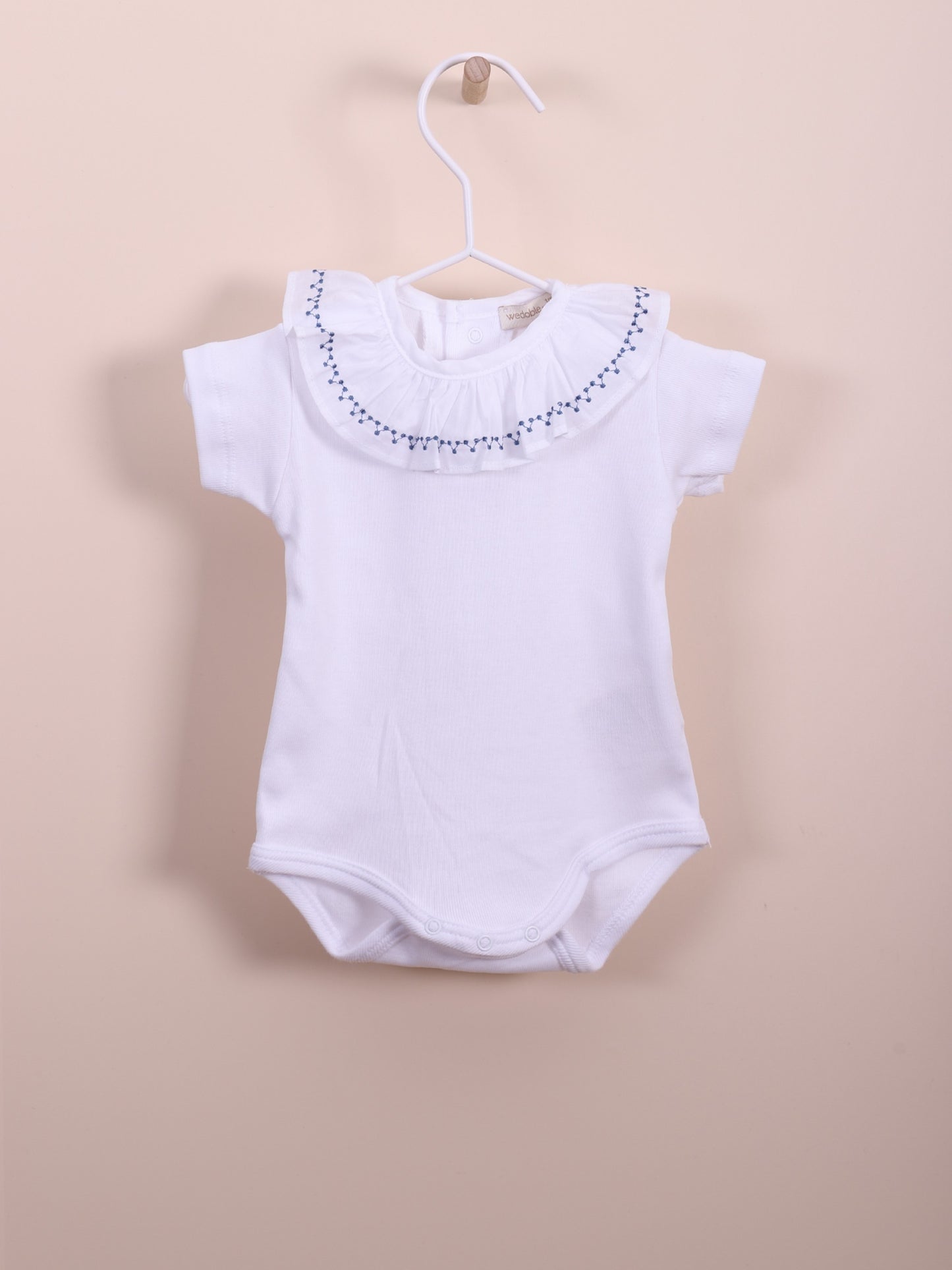 BODY BIANCO CON RICAMO BLU INDACO