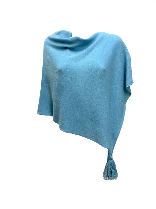 Poncho LDYBG 100% cashmere turchese