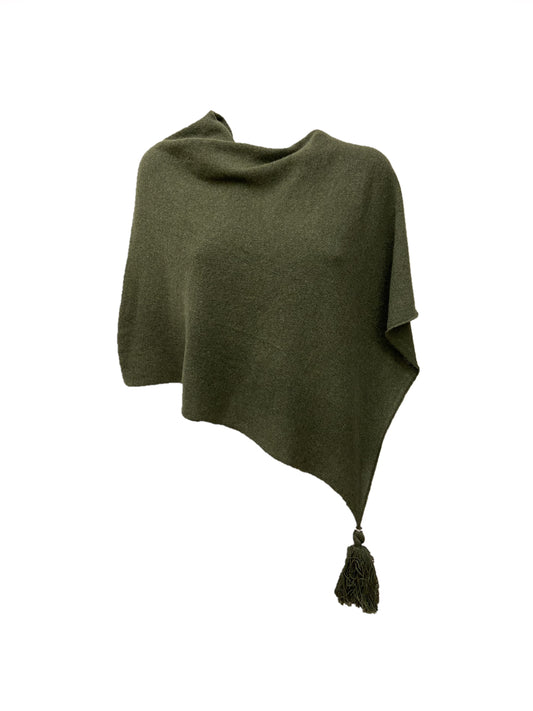 Poncho LDYBG 100% cashmere verde militare