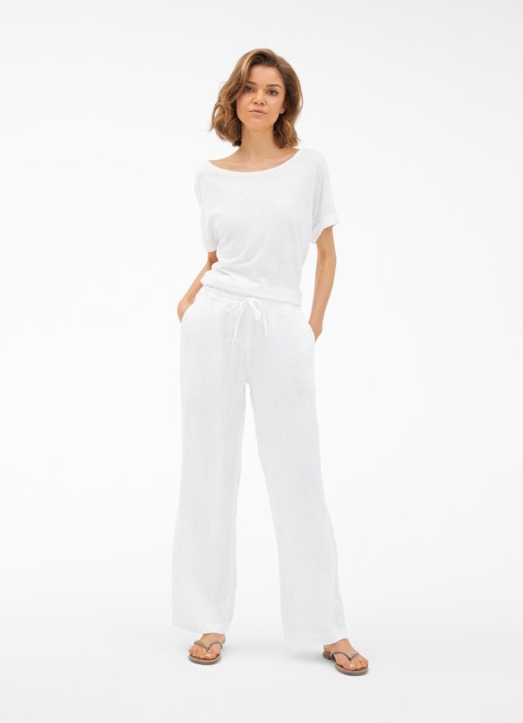 Pantaloni Juvia in lino bianco