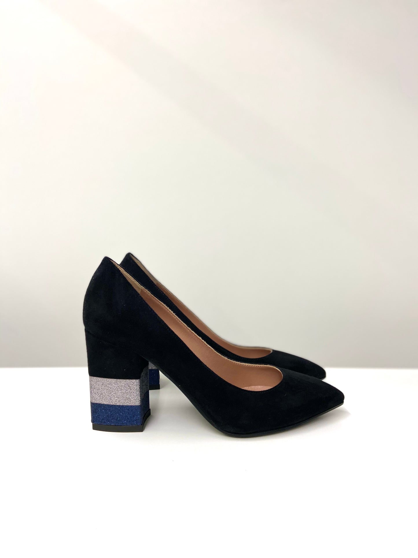 Decolletè tacco glitter