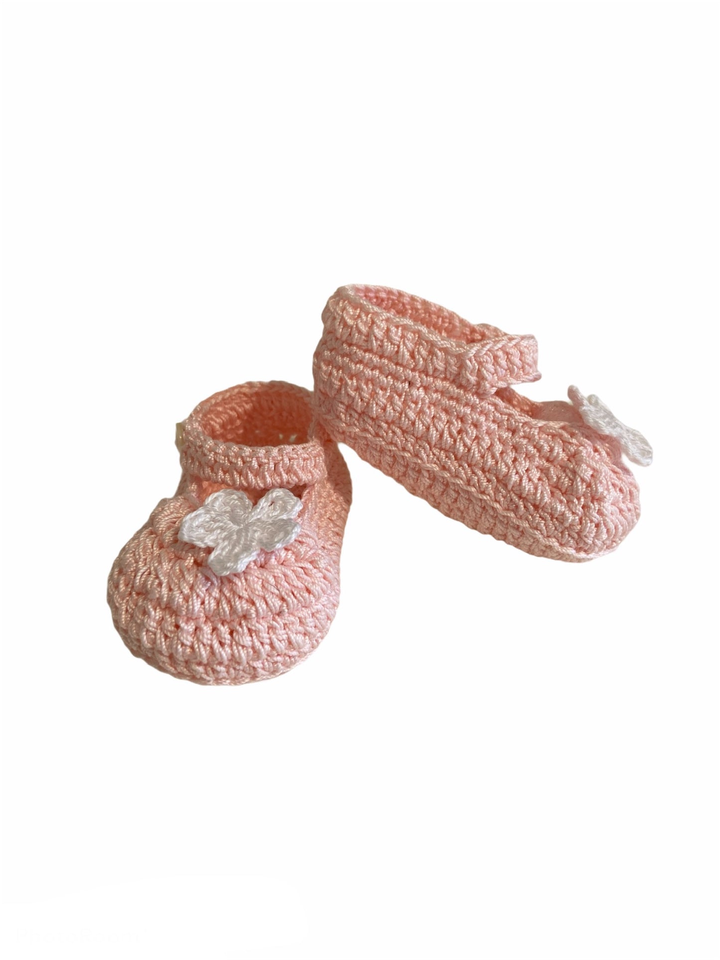 SCARPETTE ROSA BALLERINA NEONATA UNCINETTO