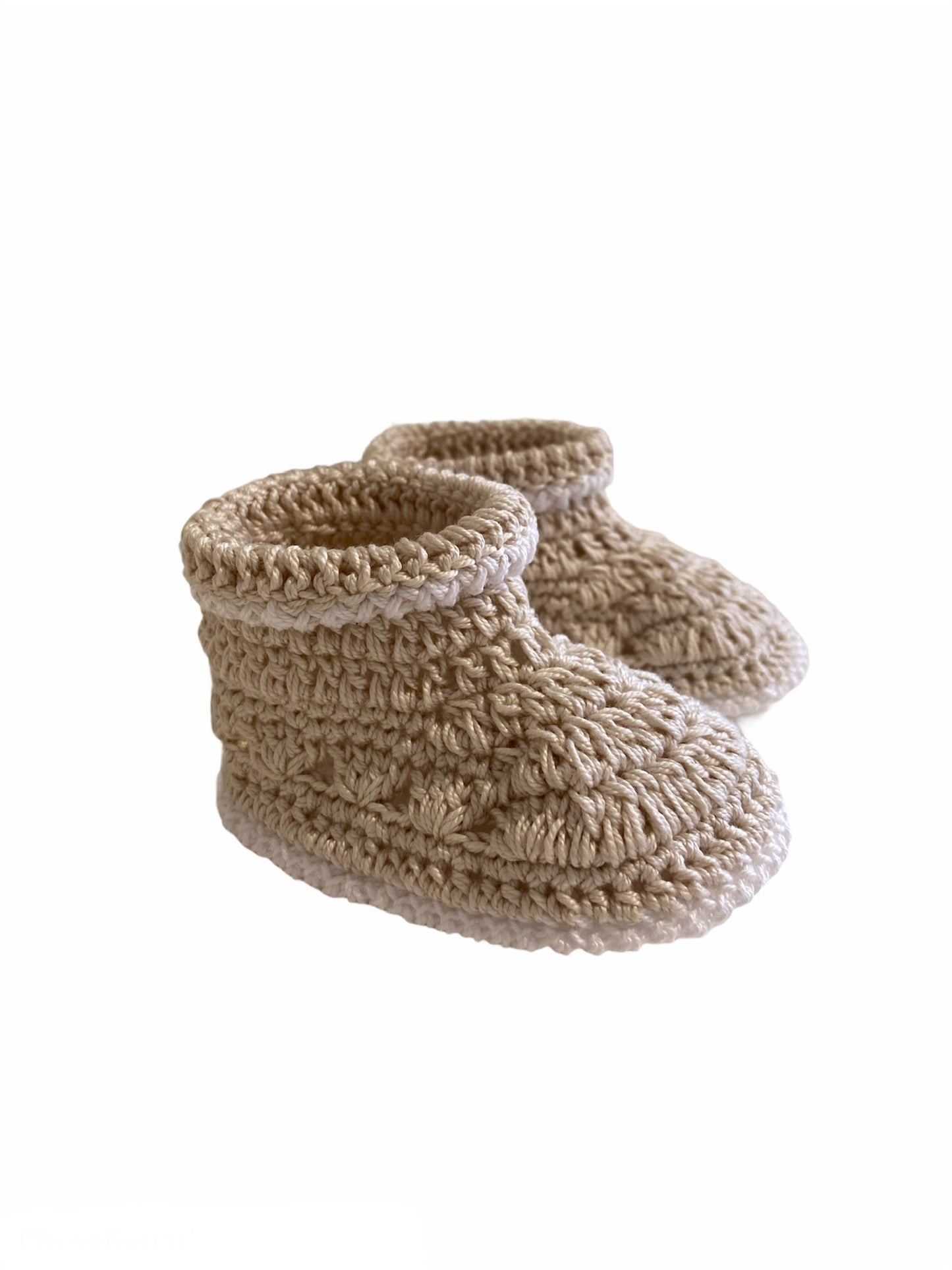 SCARPONCINO BEIGE NEONATO UNCINETTO