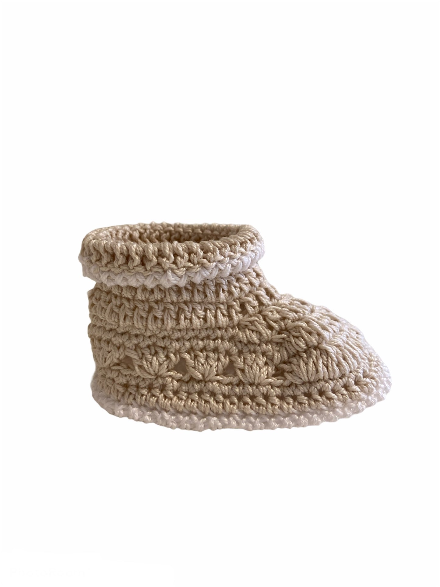 SCARPONCINO BEIGE NEONATO UNCINETTO