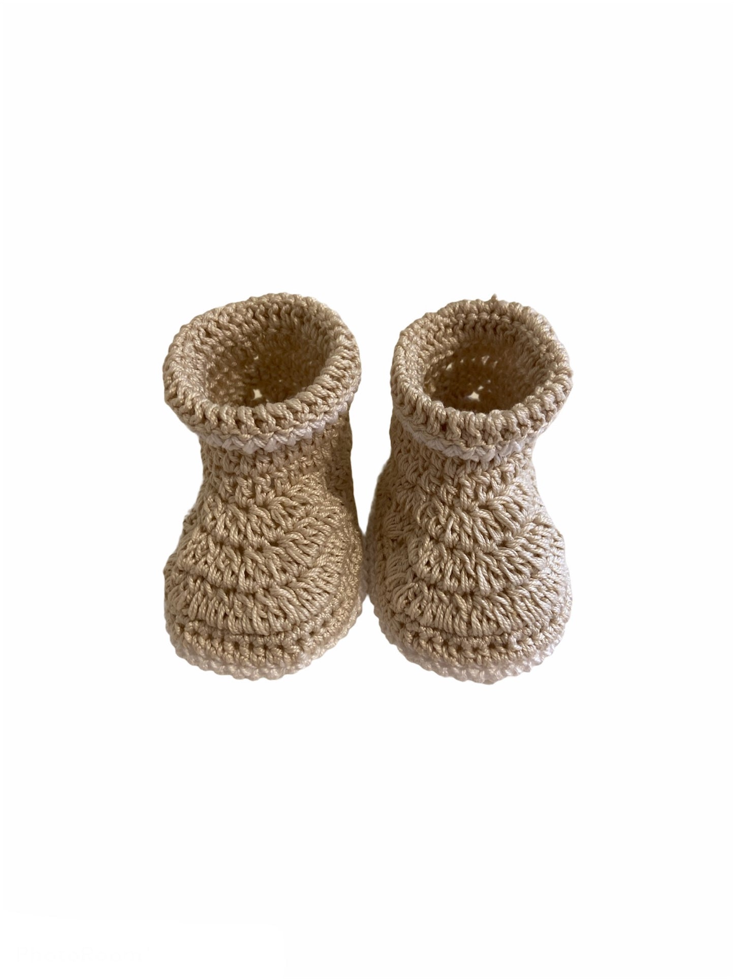 SCARPONCINO BEIGE NEONATO UNCINETTO