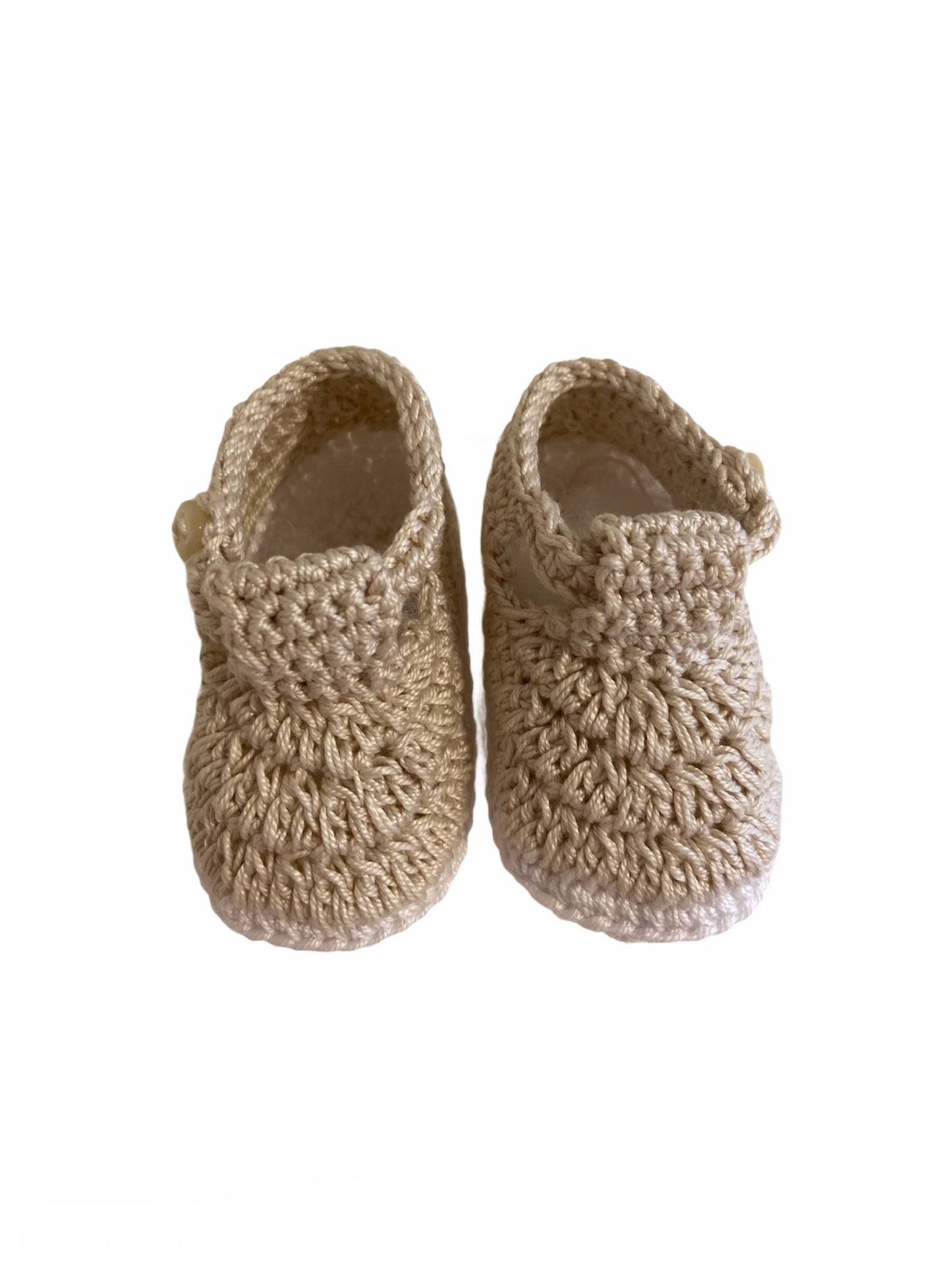 SCARPINA BEIGE TOPOLINO NEONATO UNCINETTO
