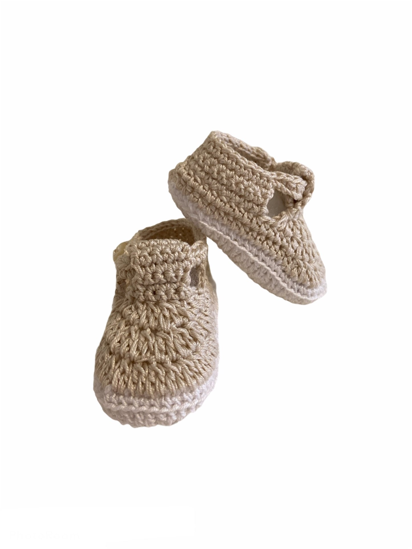 SCARPINA BEIGE TOPOLINO NEONATO UNCINETTO