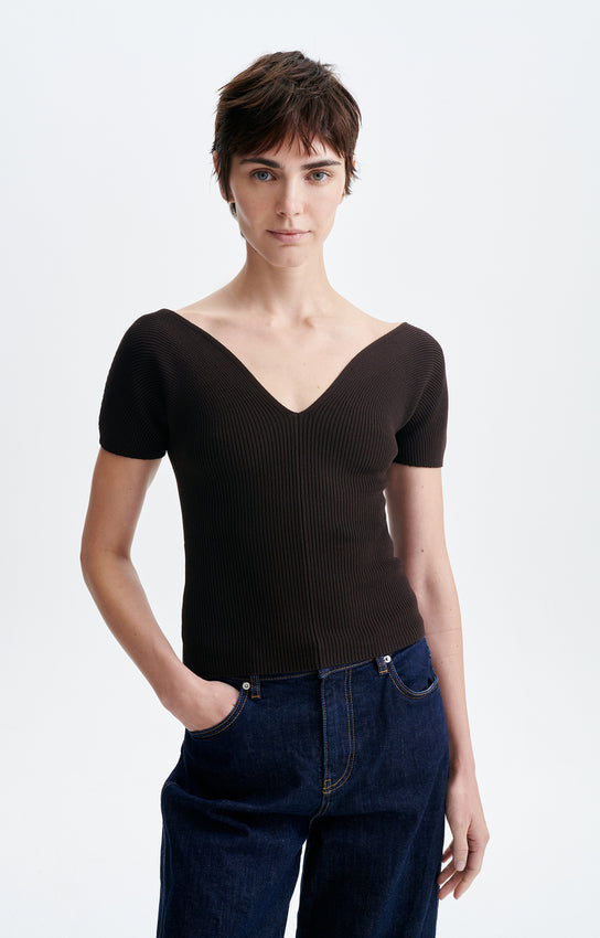 Top scollo a cuore Vanessa Bruno marrone