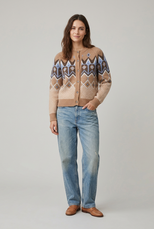 Cardigan Ermanno Firenze fantasia chevron