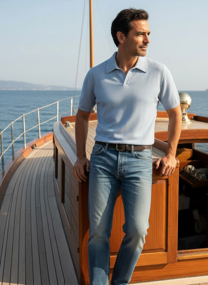 Polo azzurro vintage Ammond