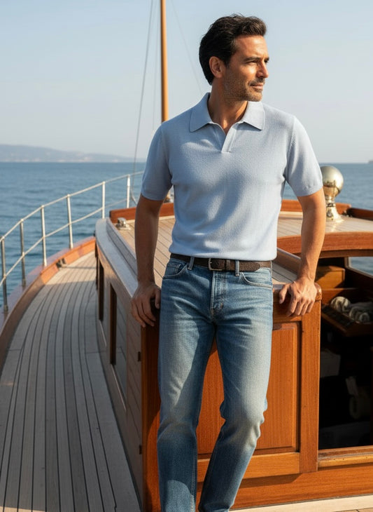 Polo azzurro vintage Ammond