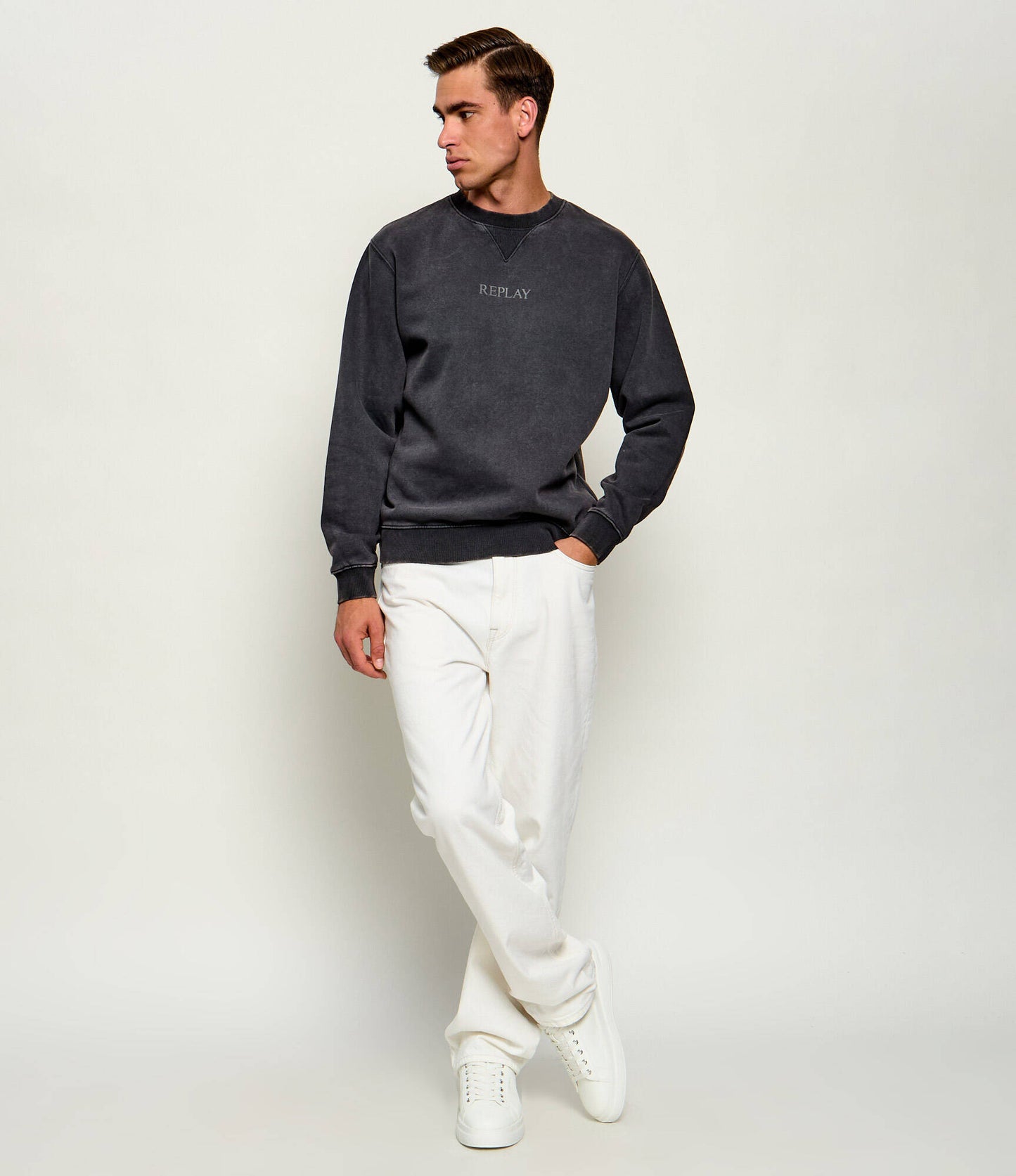 Felpa girocollo uomo vintage black Replay