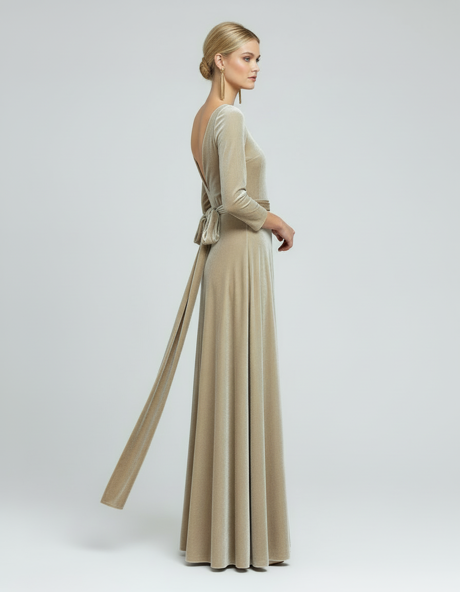 Abito lungo velvet champagne