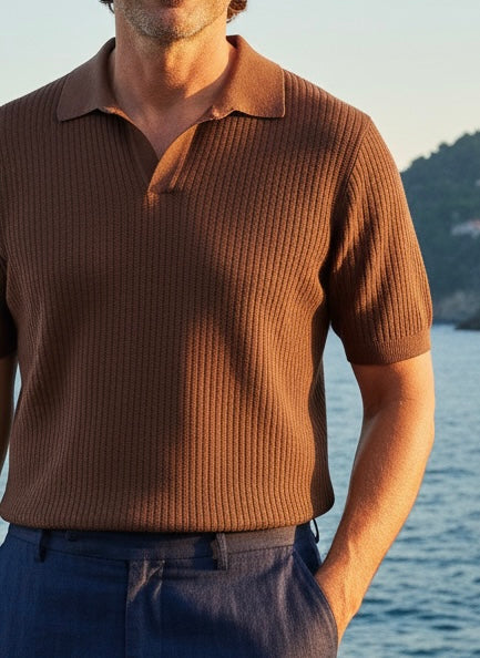 Polo marrone rigata Ammond