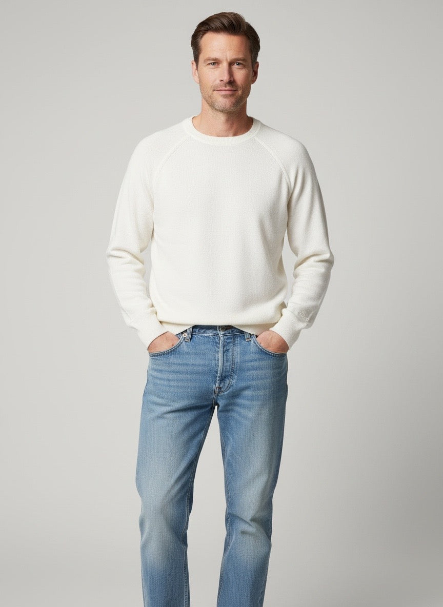 Maglione girocollo bianco panna Saint Barth