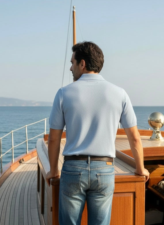 Polo azzurro vintage Ammond
