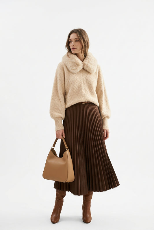 Cardigan beige con zip Pho Firenze