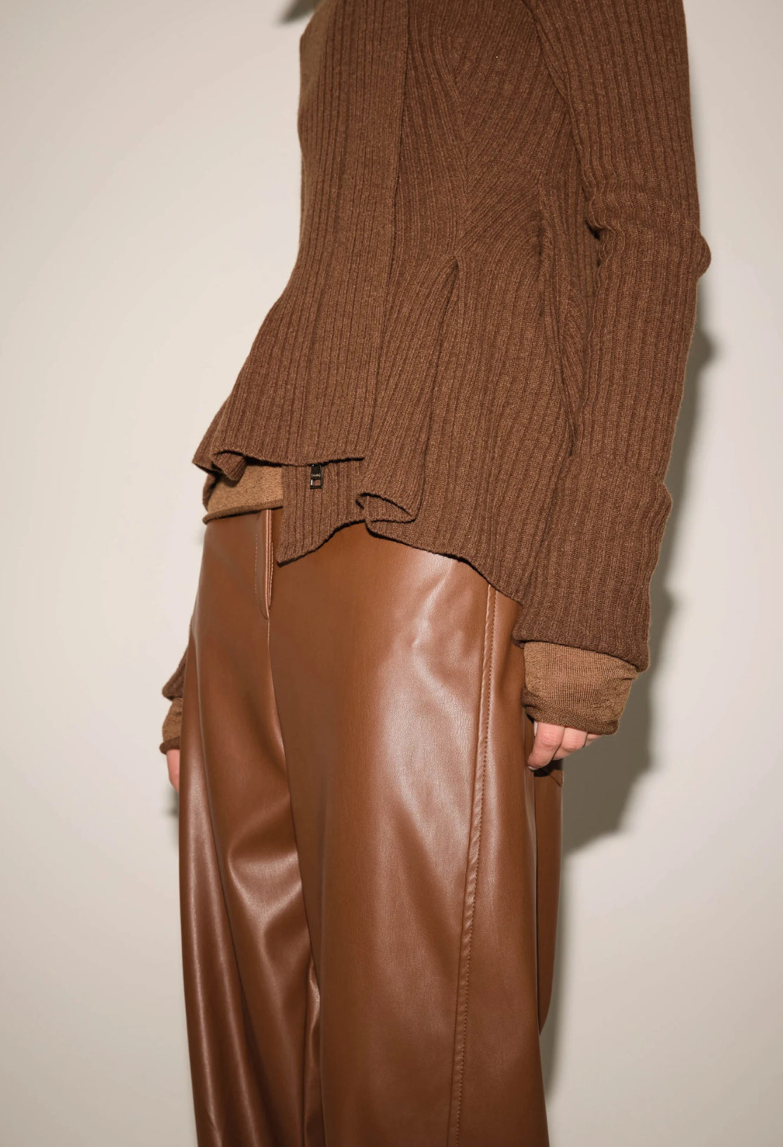 Giacca full zip asimmetrica treccia Nude
