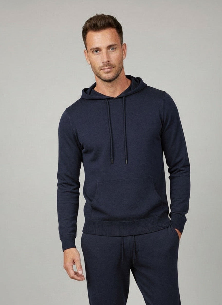 Maglione con cappuccio in lana blu Saint Barth