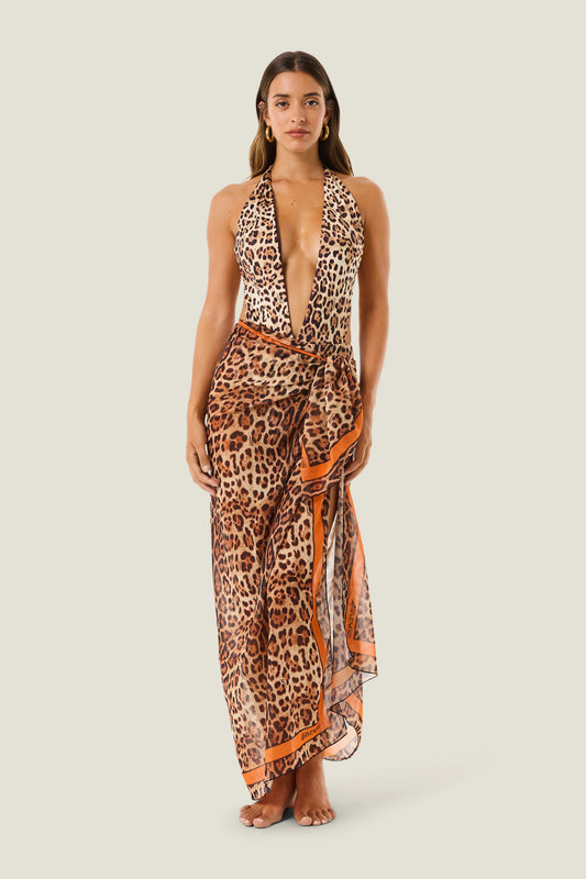Pareo leopard fluo