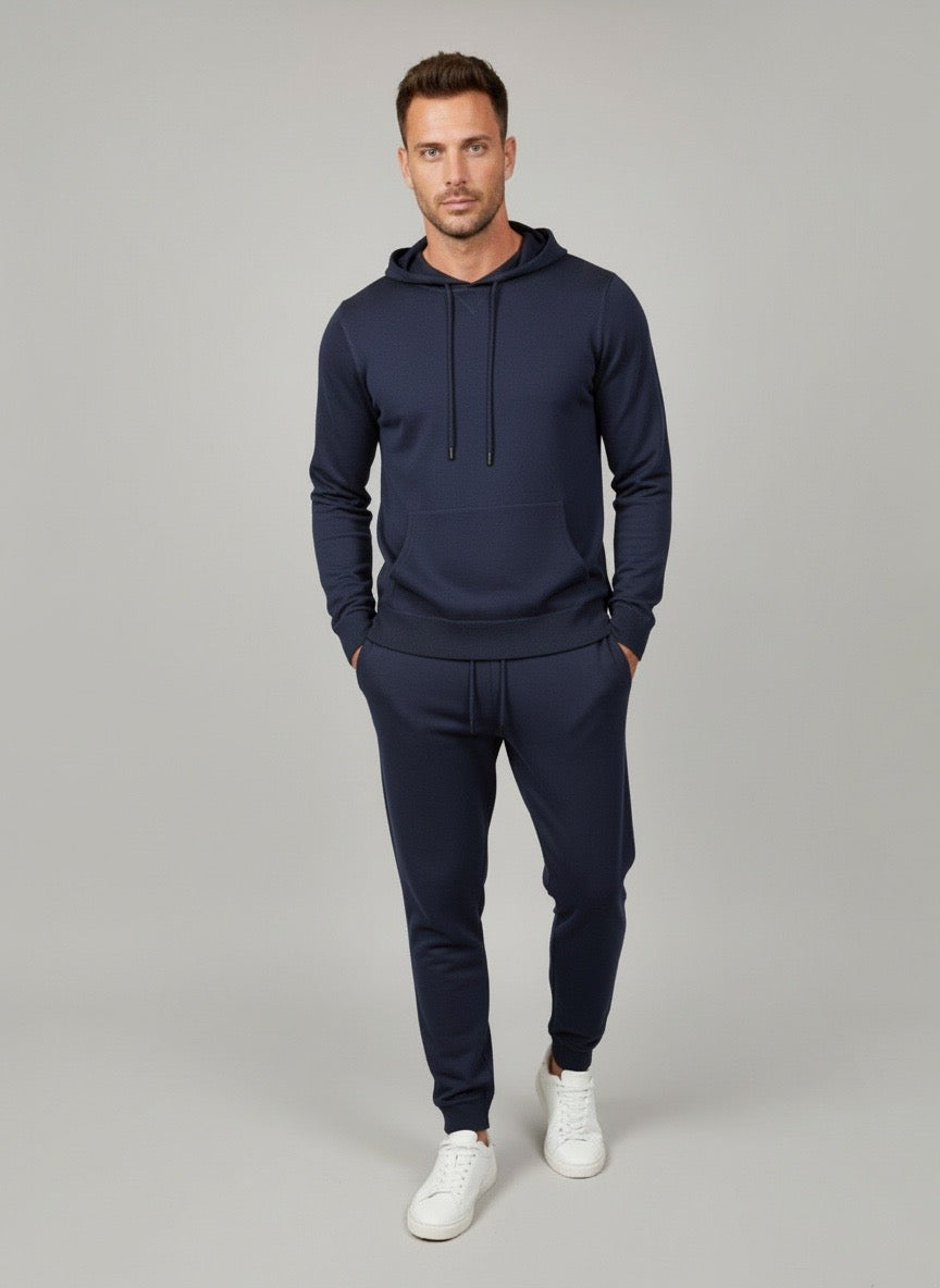 Maglione con cappuccio in lana blu Saint Barth