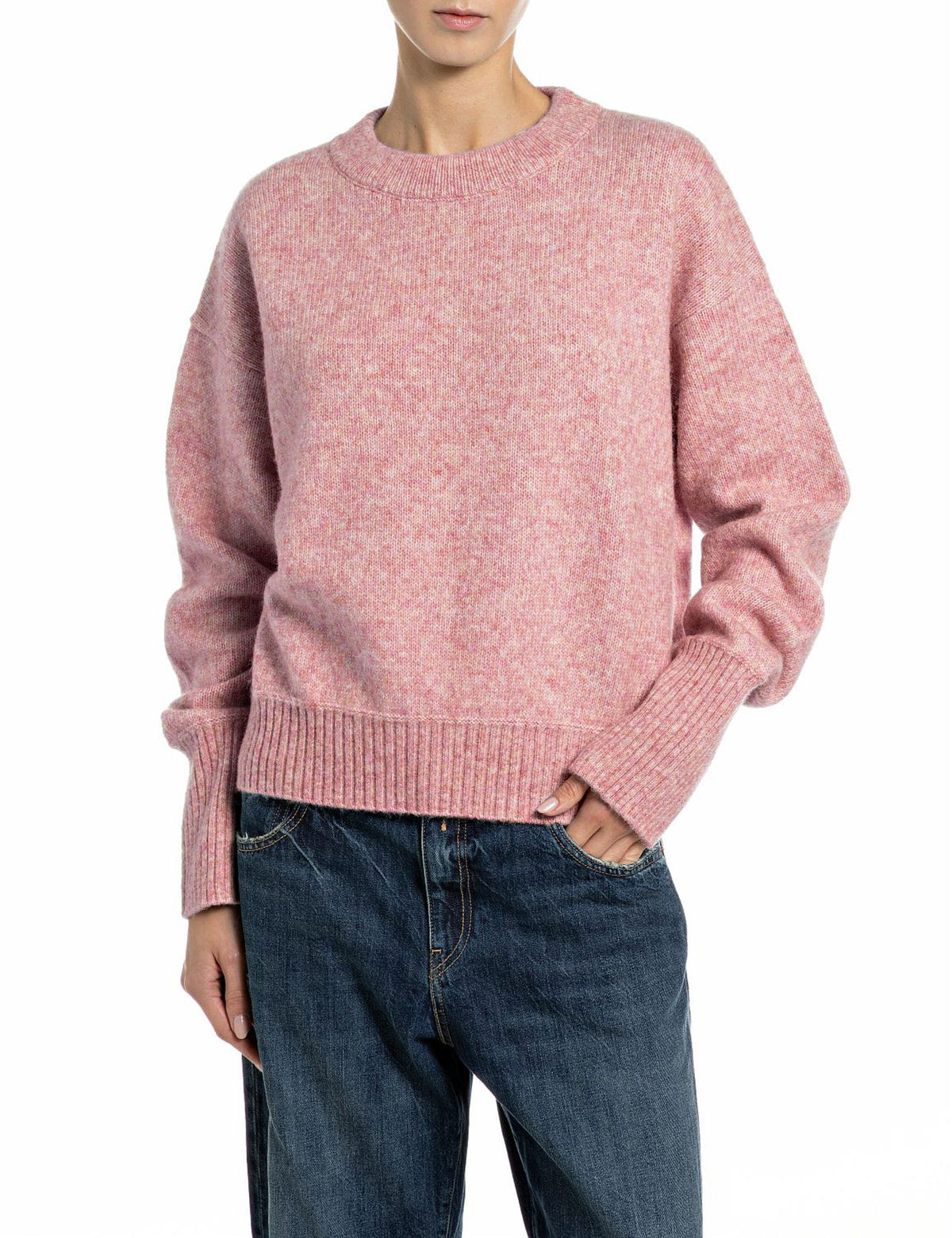 Maglia girocollo salmone melange Replay