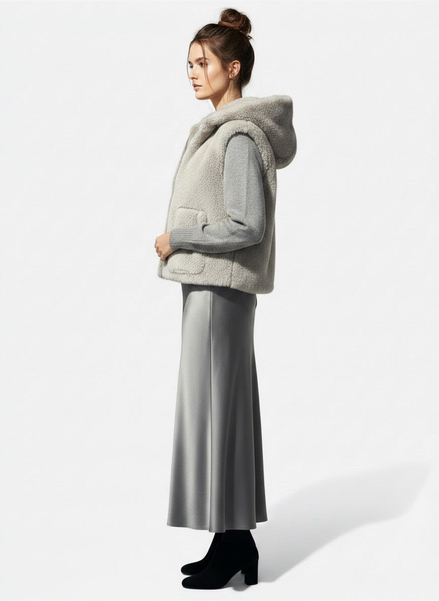 Gilet eco visone grigio perla Terzo Piano