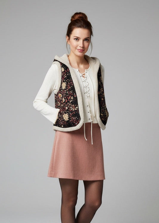 Gonna eco-suede rosa antico