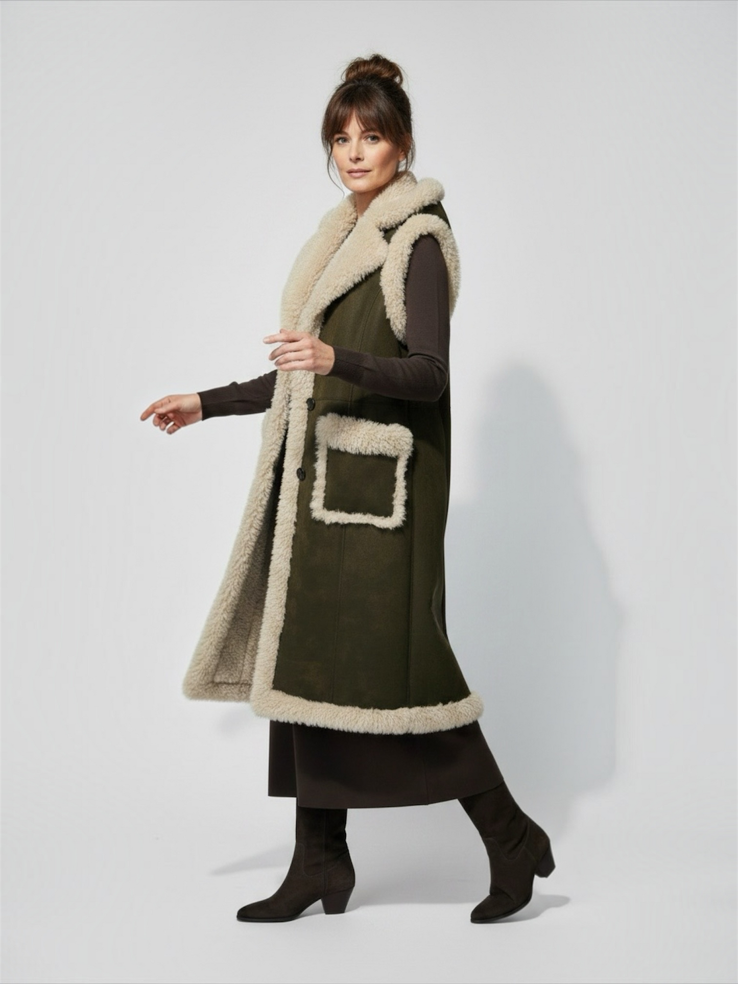 Gilet eco montone lungo vintage