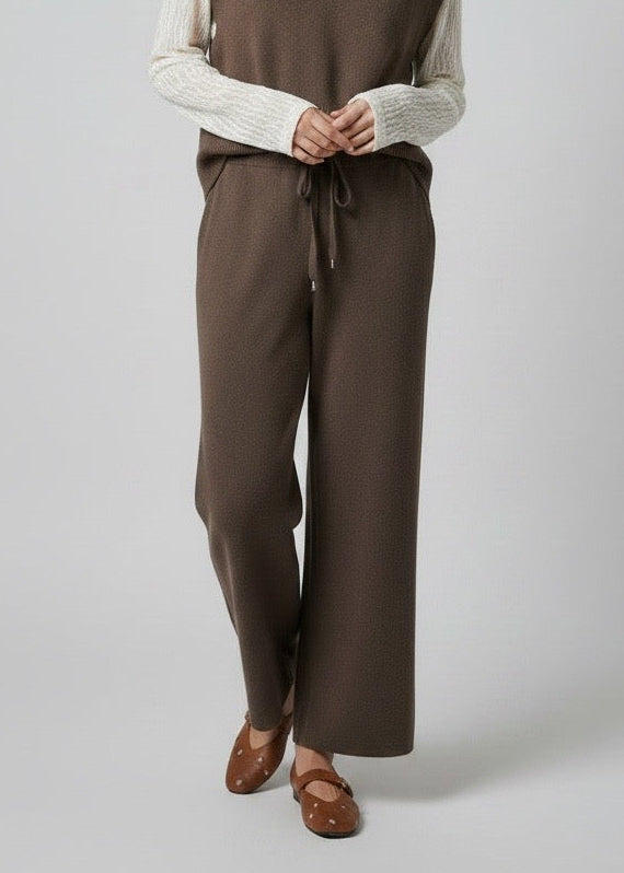 Pantaloni in maglia marrone bruciato