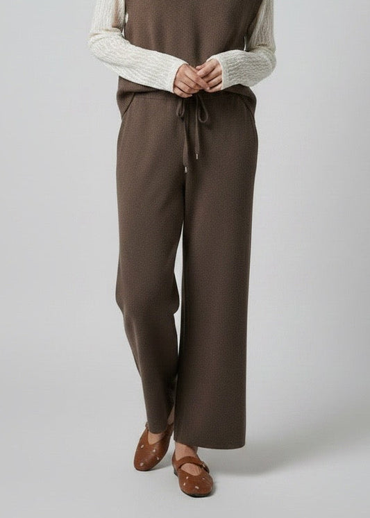 Pantaloni in maglia marrone bruciato