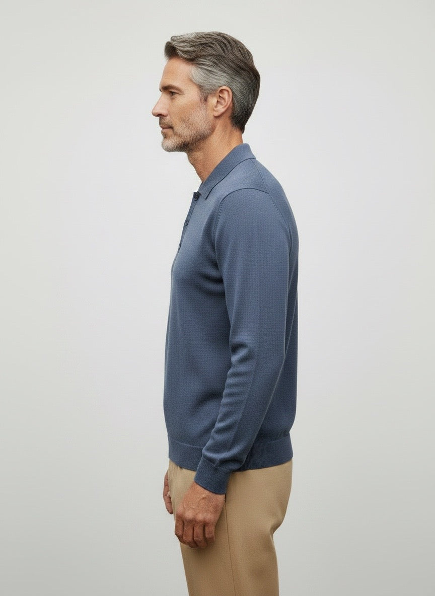 Polo blu vintage lana Ammond