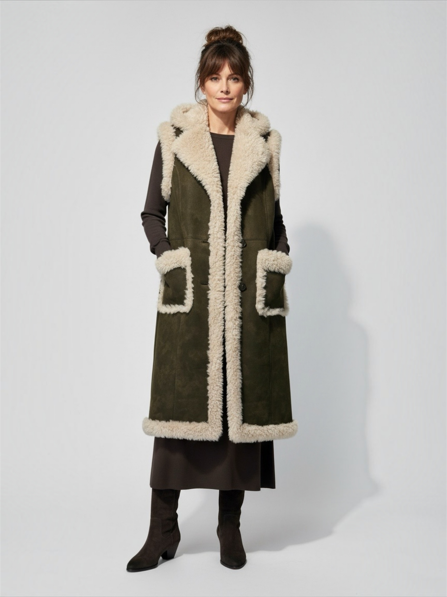 Gilet eco montone lungo vintage
