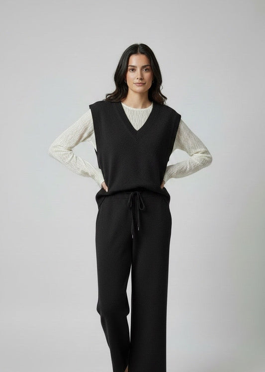 Gilet in maglia over nero