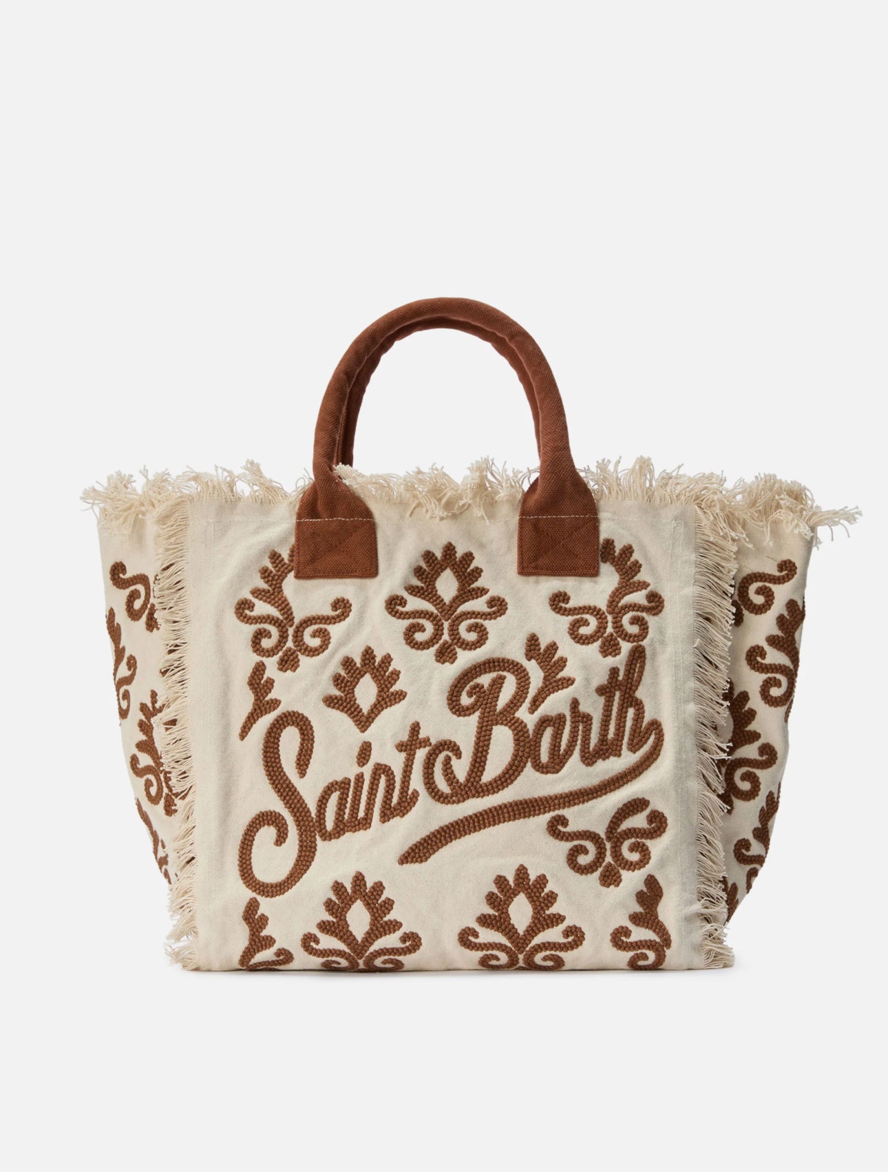 Borsa Vanity beige e marrone in  canvas Saint Barth