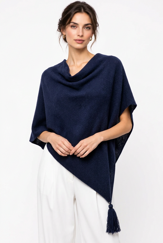 Poncho LDYBG 100% cashmere Blu Notte
