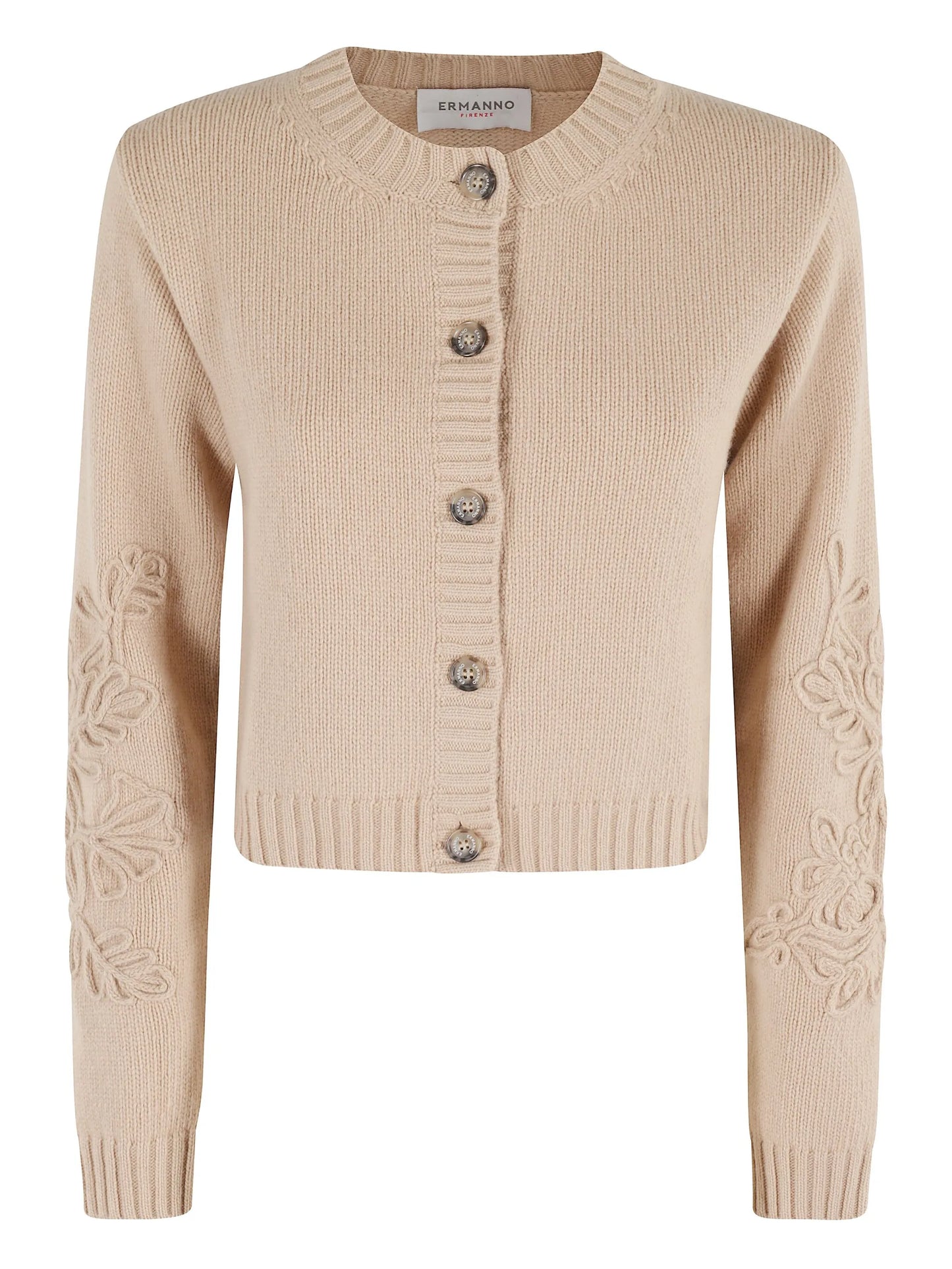 Cardigan ricamo cammello Ermanno Firenze