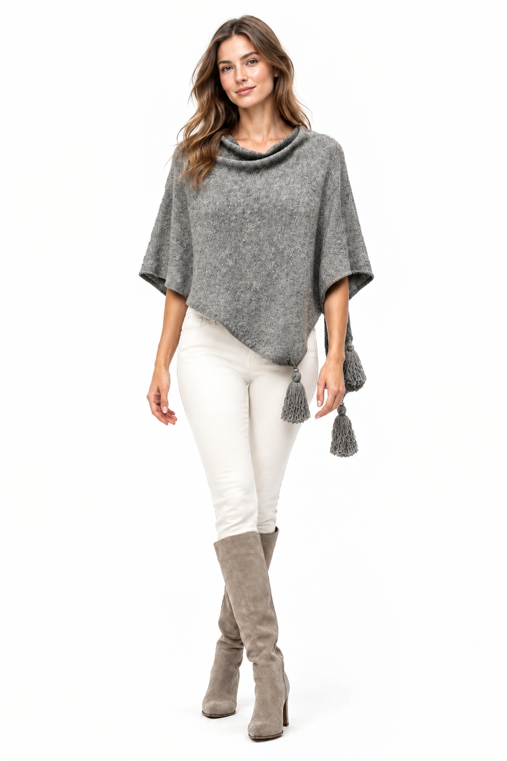 Poncho LDYBG 100% cashmere Grigio