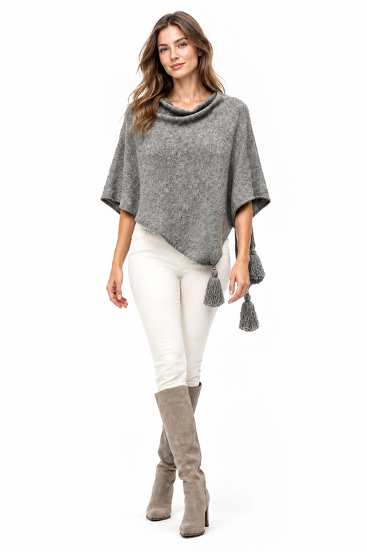Poncho LDYBG 100% cashmere Grigio