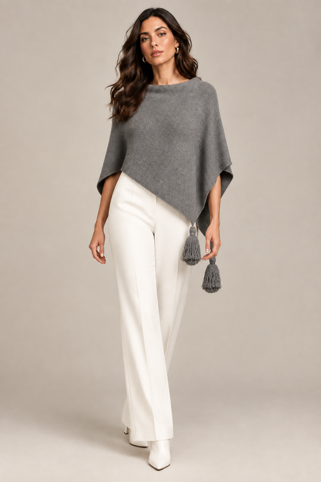 Poncho LDYBG 100% cashmere Grigio Polvere