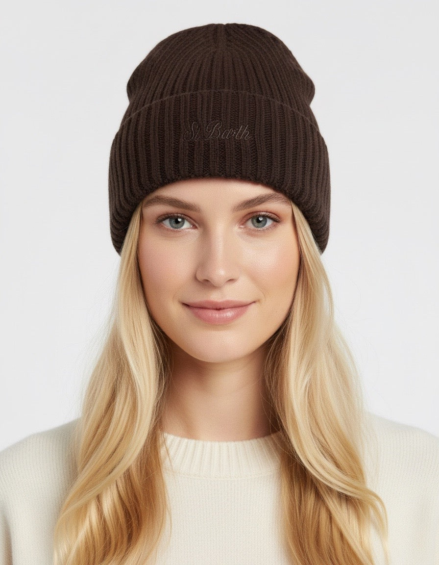Berretto cashmere marrone Saint Barth