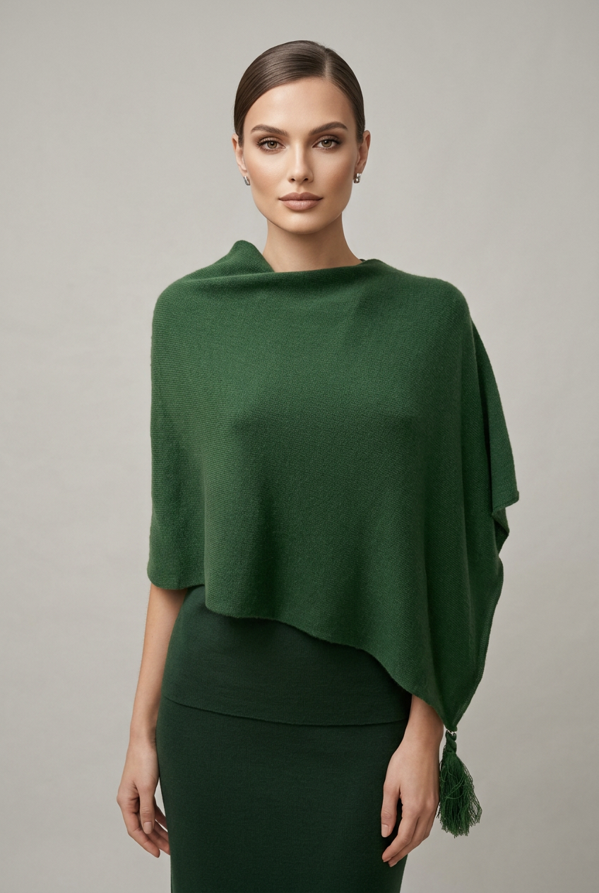 Poncho LDYBG 100% cashmere Verde Bosco