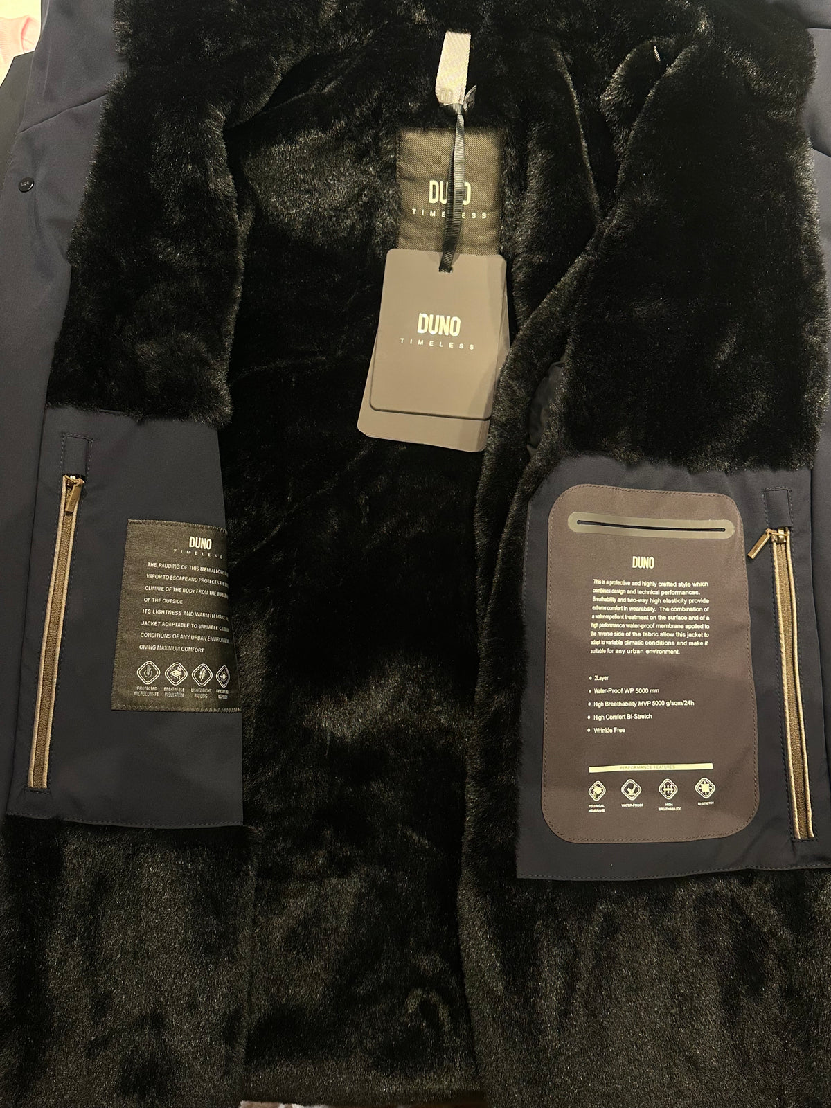 Piumino parka bimateriale blu uomo Duno