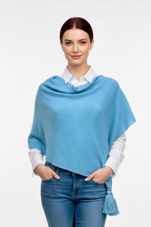 Poncho LDYBG 100% cashmere Turchese