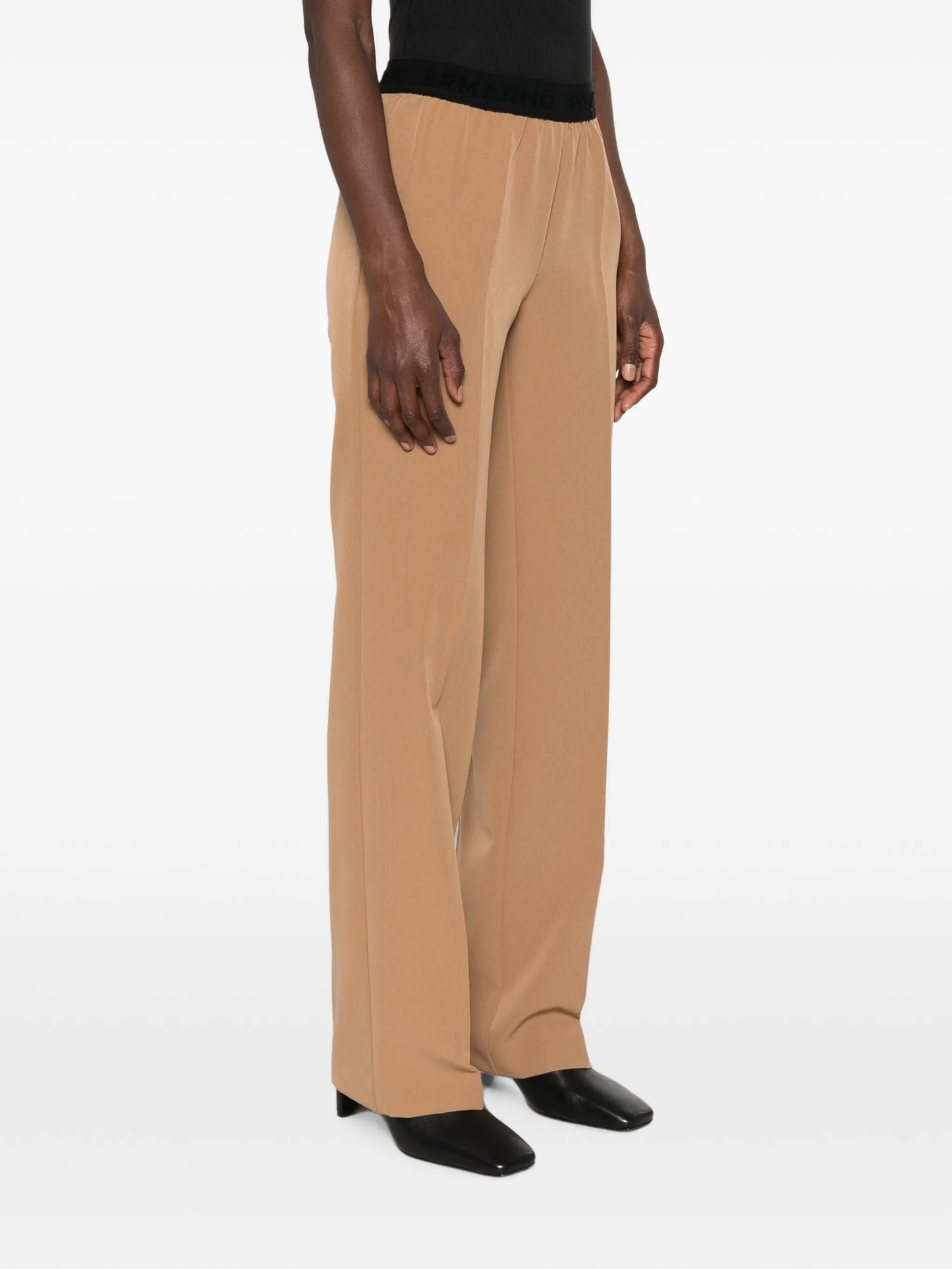 Pantalone stretch gamba dritta cammello Ermanno