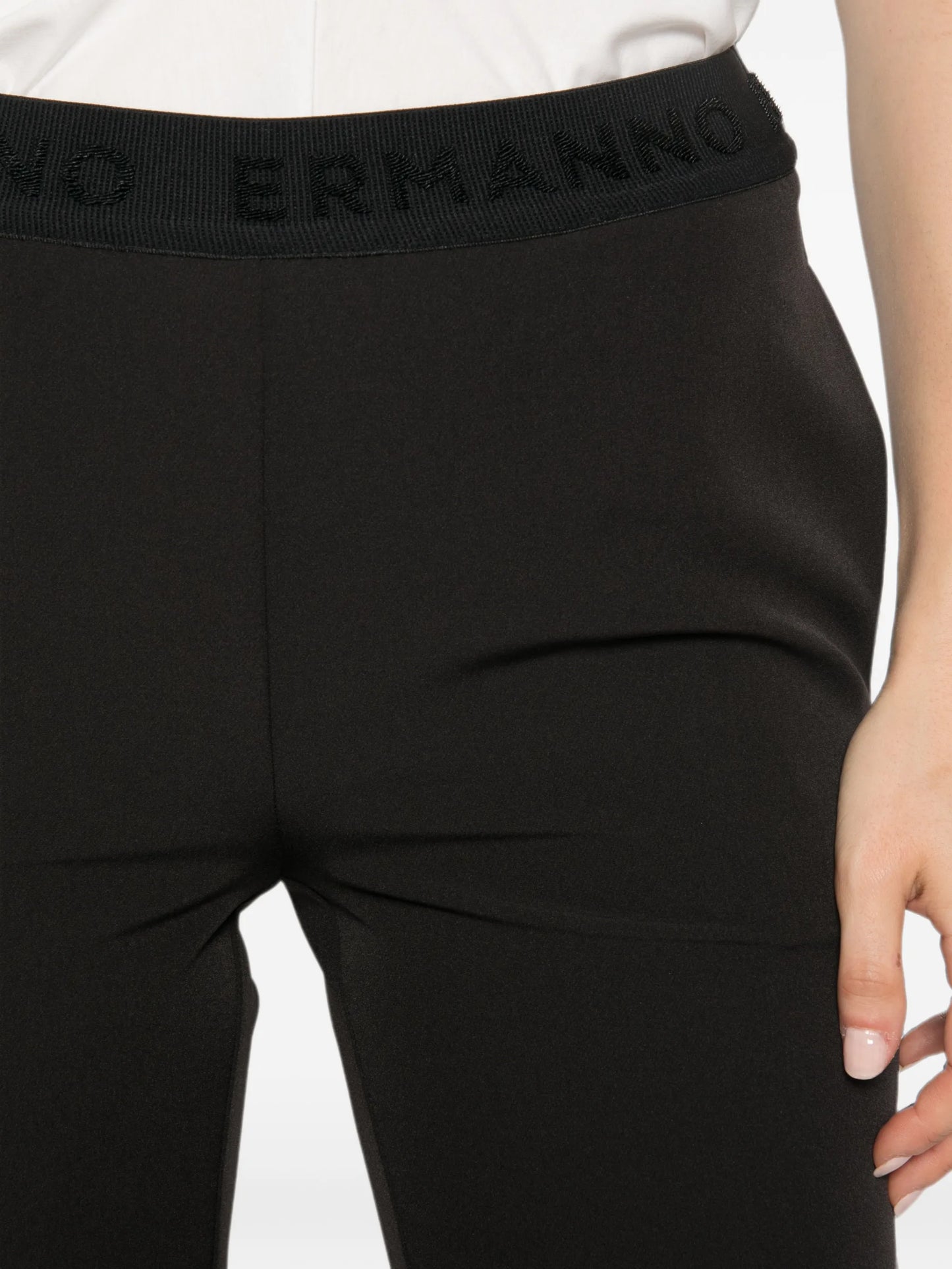 Pantalone stretch gamba dritta nero Ermanno