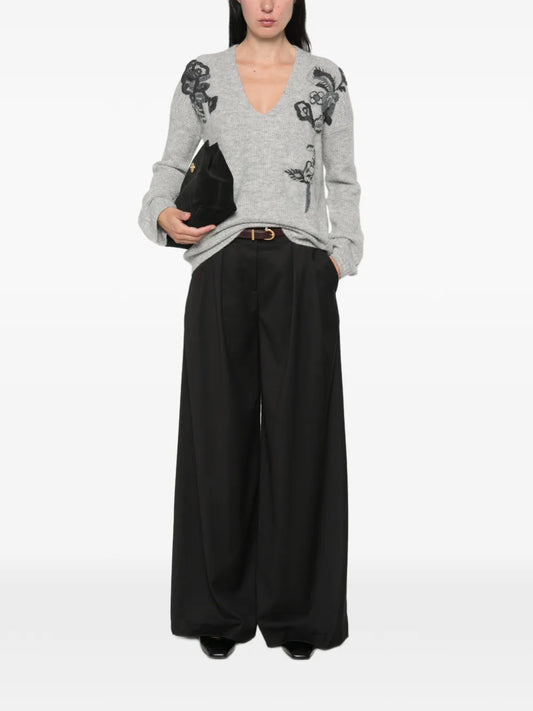 Maglia con ricami a fiore Ermanno Firenze
